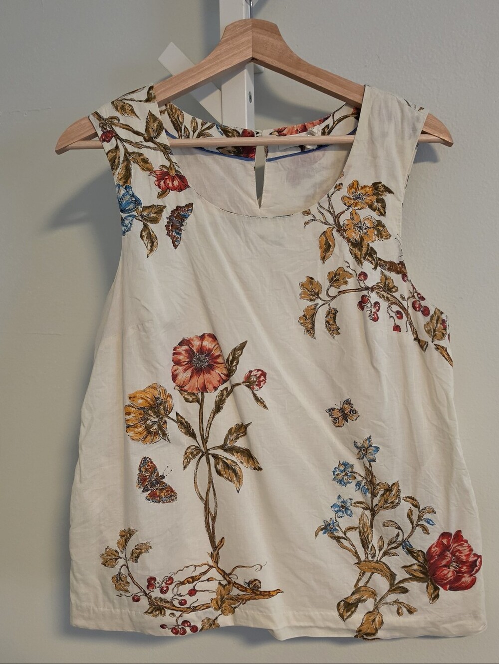 Anthropologie Meadow Rue Botanical Cottagecore Keyhole Tank Top Sz 6, Cotton